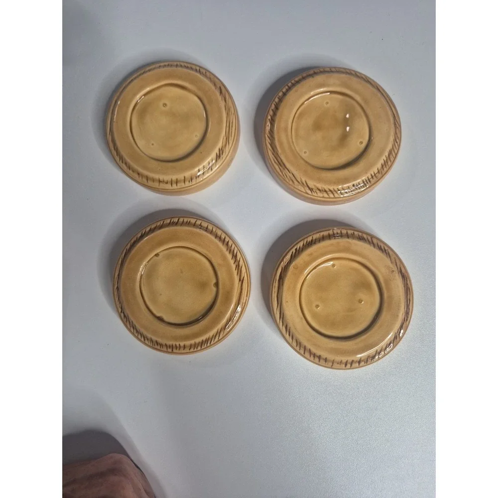 Duncan Enterprises 1982 Vintage Ceramic 4-Seasons Coasters & Holder Cottagecore